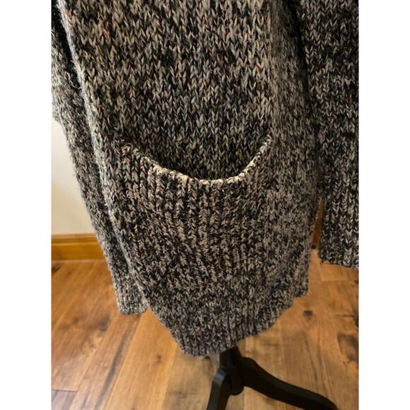 Loft Cardigan Sweater Chunky Oversized Medium Black White Variegated Knit - Picture 6 of 12